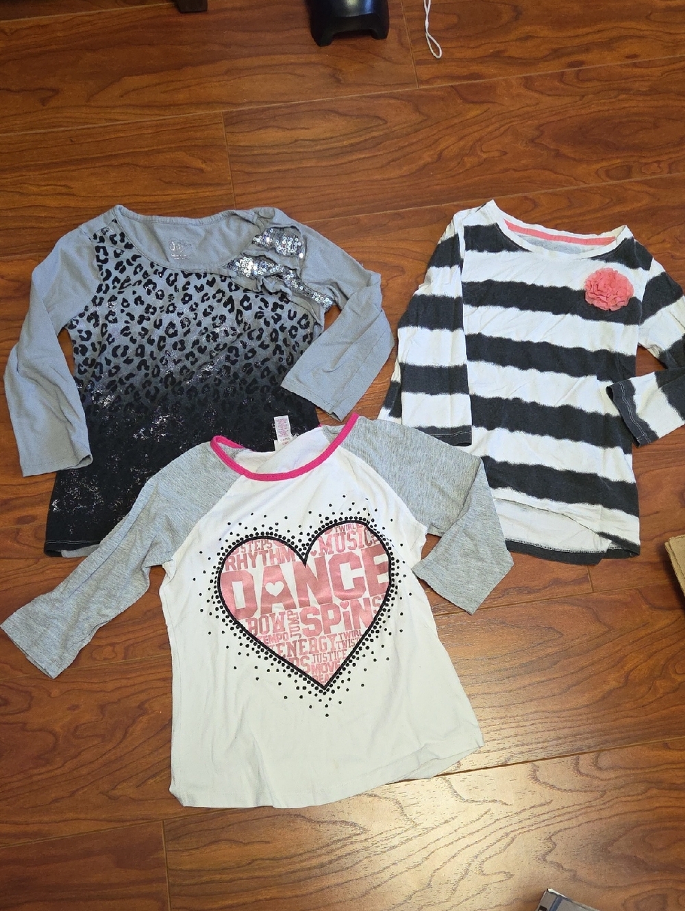 Justice Girls Half Sleeve Tops - Gray, Black, White, Pink